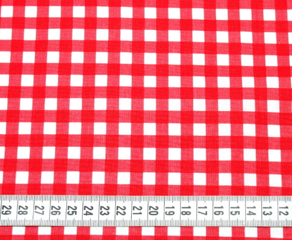 Tkanina bawełna kratka 11 mm czerwona
