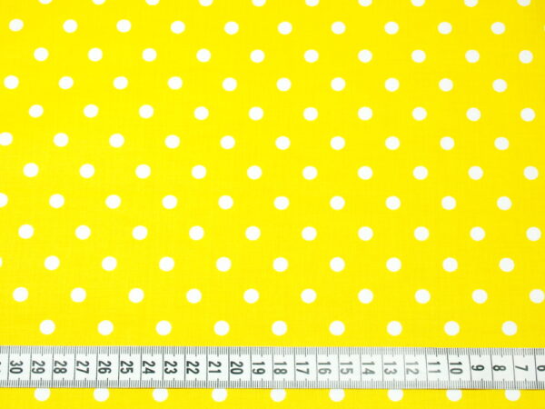 Tkanina bawełna kropki żółty 7 mm